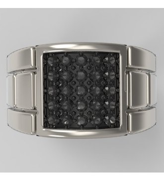 Silver Premium Ring Gift For Men With Black Stones 0634