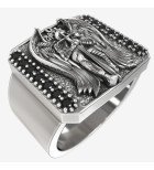 Серебряное мужское перстень-печатка с архангелом Михаилом и