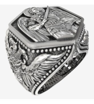 Religious Signet Ring Byzantine Art of Archangel Michael 0637