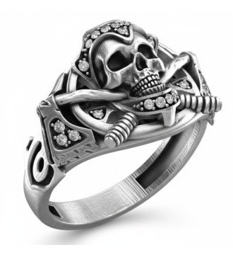 Anillo para caballero estilo rock con manillar de calavera y