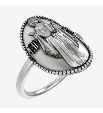 Γυναικείο Ασημένιο Σεβαλιέ Δαχτυλίδι Παναγία Με Λευκή