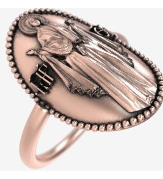 Elegant Women Chevalier Ring Virgin Mary Rose Gold Design 0715R