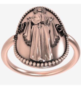 Bague Chevalier Femmes élégantes Vierge Marie Rose Or Design