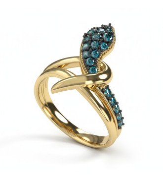 Elegante dames-slangenring met turquoise stenen 0642PP
