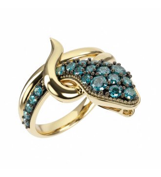 Elegant Womens Snake Ring With Turquoise Stones 0642PP