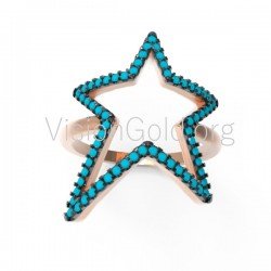 Trendy Γυναικειο Δαχτυλιδι Αστερι Με Ζιργκον Πετρες