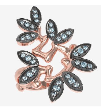 Goud-witgouden ring met diamanten 0687