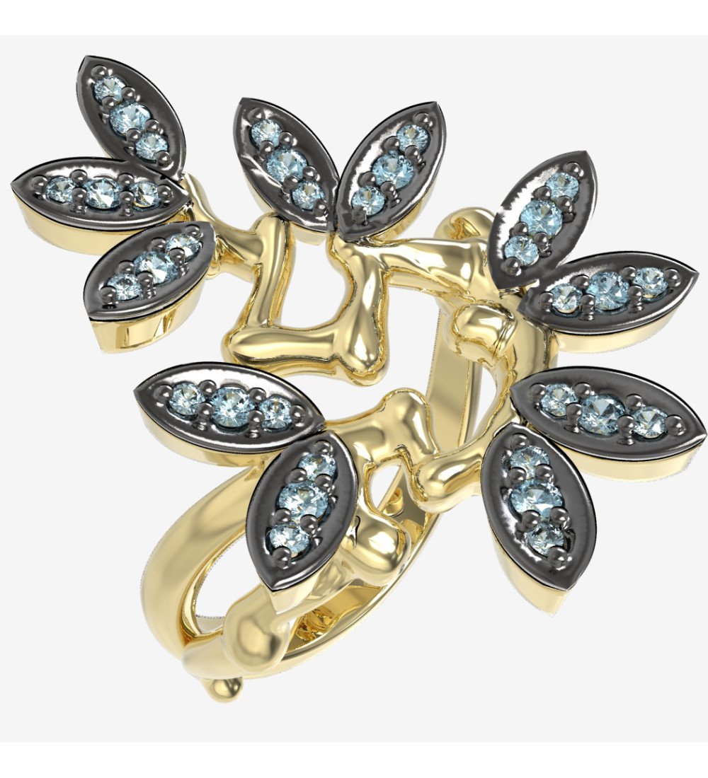 Goud-witgouden ring met diamanten 0687