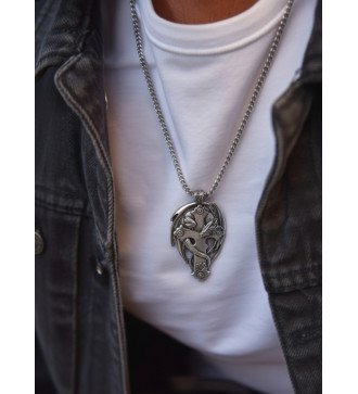 Premium Ανδρικό Μενταγιόν Σταυρός Δράκος Ασήμι Ροκ Κόσμημα 0271