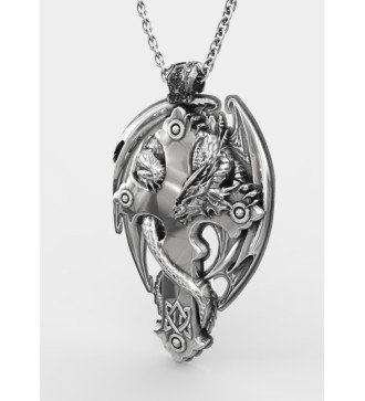 Premium Ανδρικό Μενταγιόν Σταυρός Δράκος Ασήμι Ροκ Κόσμημα 0271