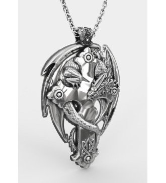 Premium Ανδρικό Μενταγιόν Σταυρός Δράκος Ασήμι Ροκ Κόσμημα 0271