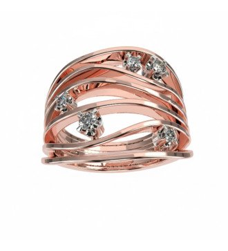 Modern Ring Silver 925 en oro rosa con circones blancos Diseño