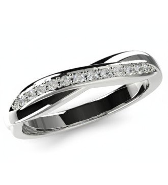 Modern 9K White Gold Ring with Sparkling Zircon Stones 0517L