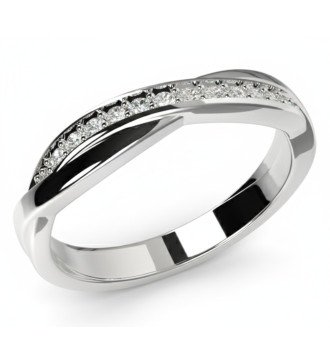 Modern 9K White Gold Ring with Sparkling Zircon Stones 0517L