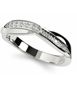 Modern 9K White Gold Ring with Sparkling Zircon Stones 0517L