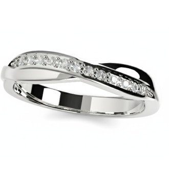 Moderne 9K witgouden ring met sprankelende zirkonstenen 0517L