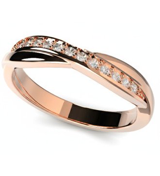 Romantic 9K Rose Gold Ring with Sparkling Zircons 3mm Width