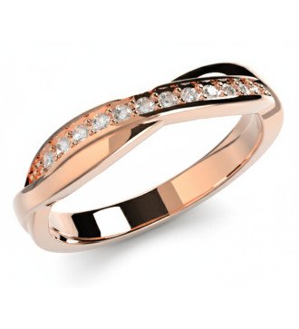 Bague romantique en or rose 9K avec zircons étincelants 3mm de