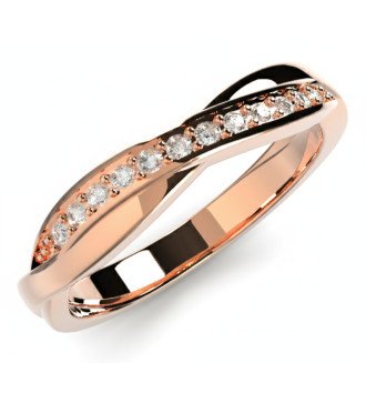 Romantic 9K Rose Gold Ring with Sparkling Zircons 3mm Width