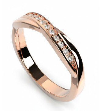 Romantic 9K Rose Gold Ring with Sparkling Zircons 3mm Width