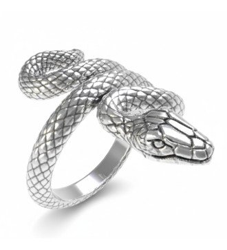 Moderner Frauen-Schlangen-Statement-Ring in Silber in Rosen-