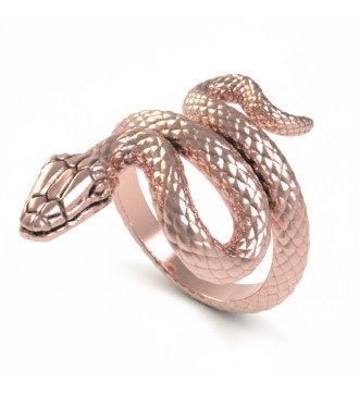 Modern Womens Snake Statement Ring in Silver in Rose and White