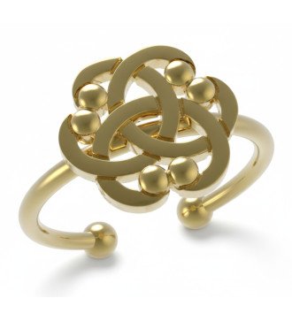 Delicate Geometric Minimal Silver Ring with Infinity and Rose