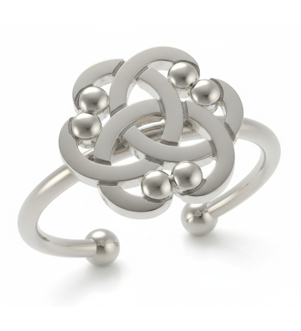 Elegant Geometric Silver Infinity Rose Ring 0433L