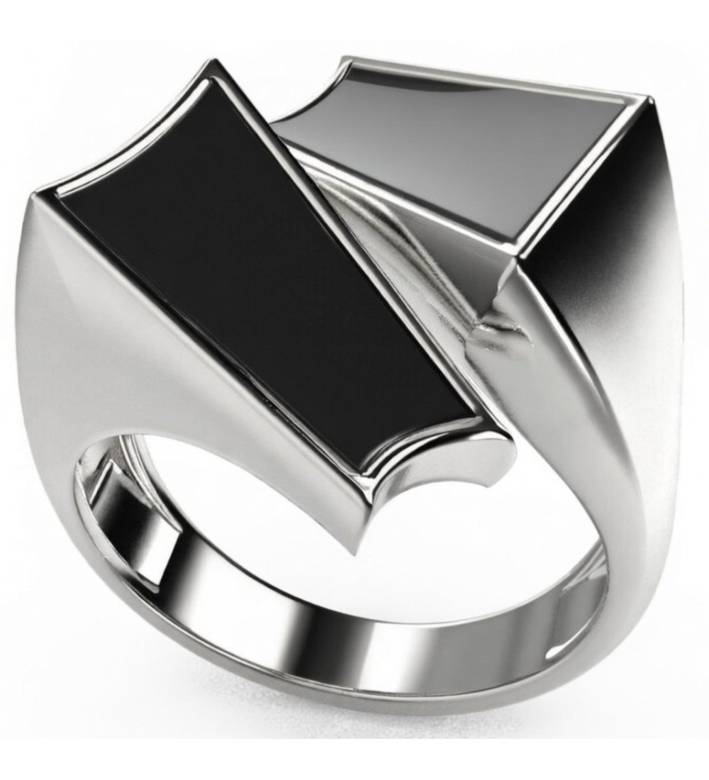 Bague Chevalier Femme Plaque blanche en émail cadeau pour