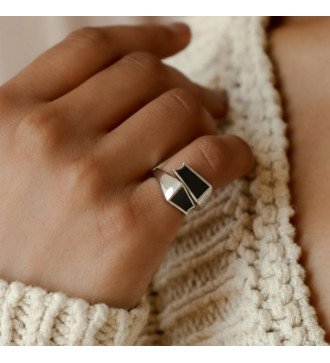 Anillo Chevalier de mujer Regalo de esmalte blanco para pareja