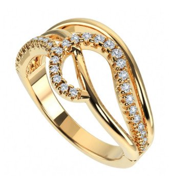 Elegant 9 Karat Yellow Gold Ring with Sparkling Stones 0512K
