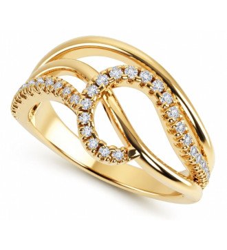 Bague élégante en or jaune 9 carats avec pierres scintillantes