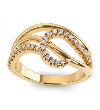 Elegant 9 Karat Yellow Gold Ring with Sparkling Stones 0512K