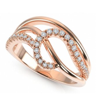 Bague élégante en or rose 9K avec Zircon, cadeau idéal pour