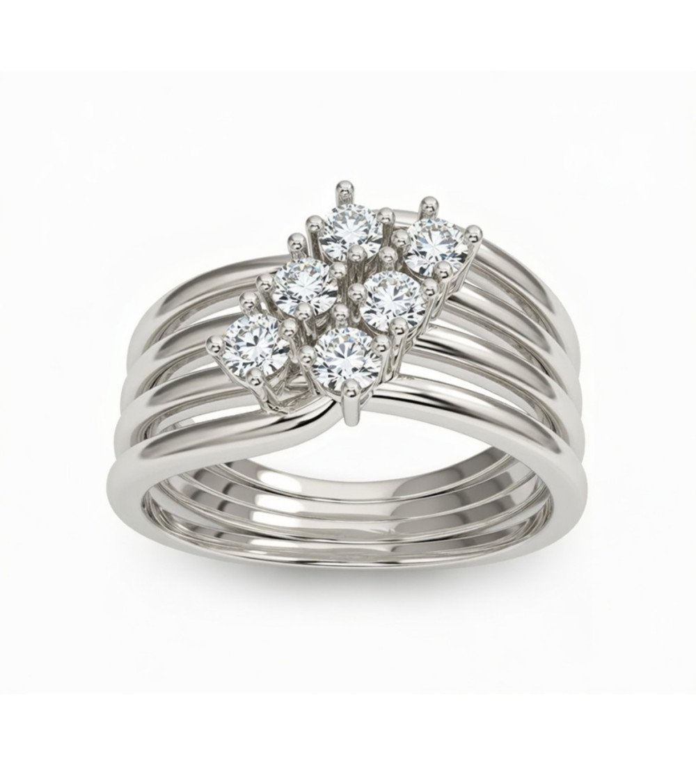 Cadeau voor vrouw Witte Gouden Ring 9k Met Zircon 0769L