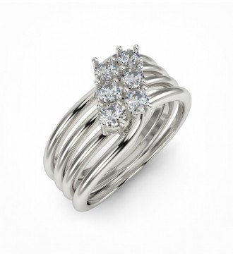 Cadeau voor vrouw Witte Gouden Ring 9k Met Zircon 0769L