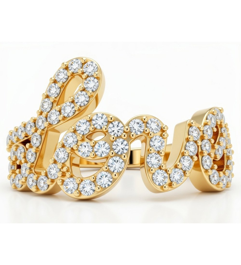 Love Ring Gold Plated with Zircon Ideal Gift for Women 0542K