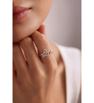 Elegante zilveren damesring Love roségouden cadeau voor haar