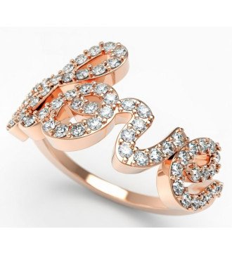 Elegant Silver Womens Ring Love Rose Gold Gift for Her 0542R