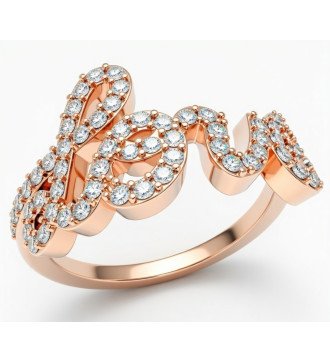 Elegant Silver Womens Ring Love Rose Gold Gift for Her 0542R