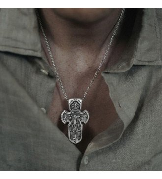 Cruz de plata Regalo Único para Hombres con Jesucristo y el