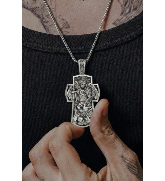 Zilveren Mannenkruis Met Aartsengel Michaël 0143