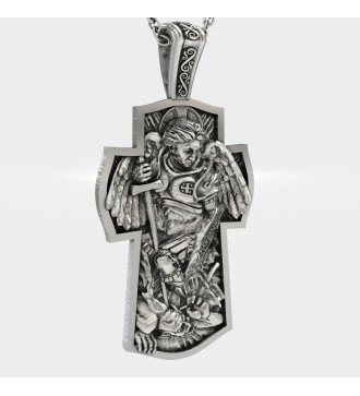 Zilveren Mannenkruis Met Aartsengel Michaël 0143