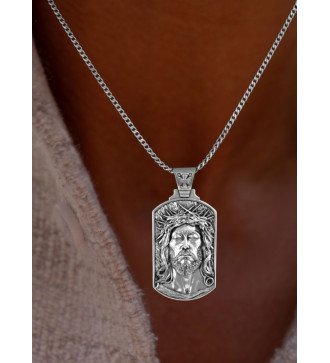 Zilveren Christian Jesus Mens Ketting 0473