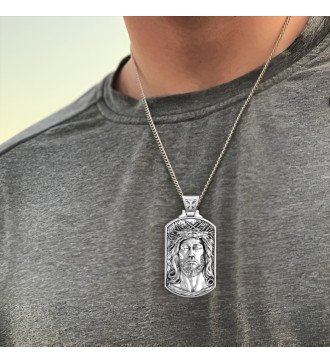 Collana d'argento cristiana per uomini 0473