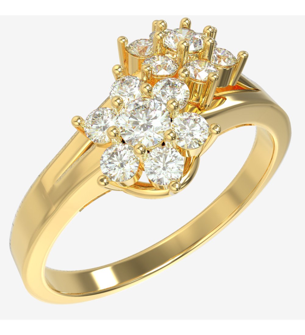 9 Karat Gold Rosette Ring Ideal Gift for Women with Sparkling
