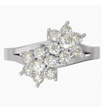 9 Karat Weißgoldring Rosette Zircon Damenschmuck Geschenk 0712L