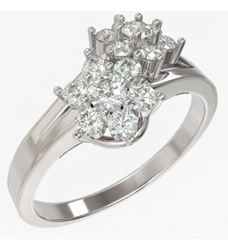 Cadeau pour femmes à rosette en anneau en or blanc 9 carats