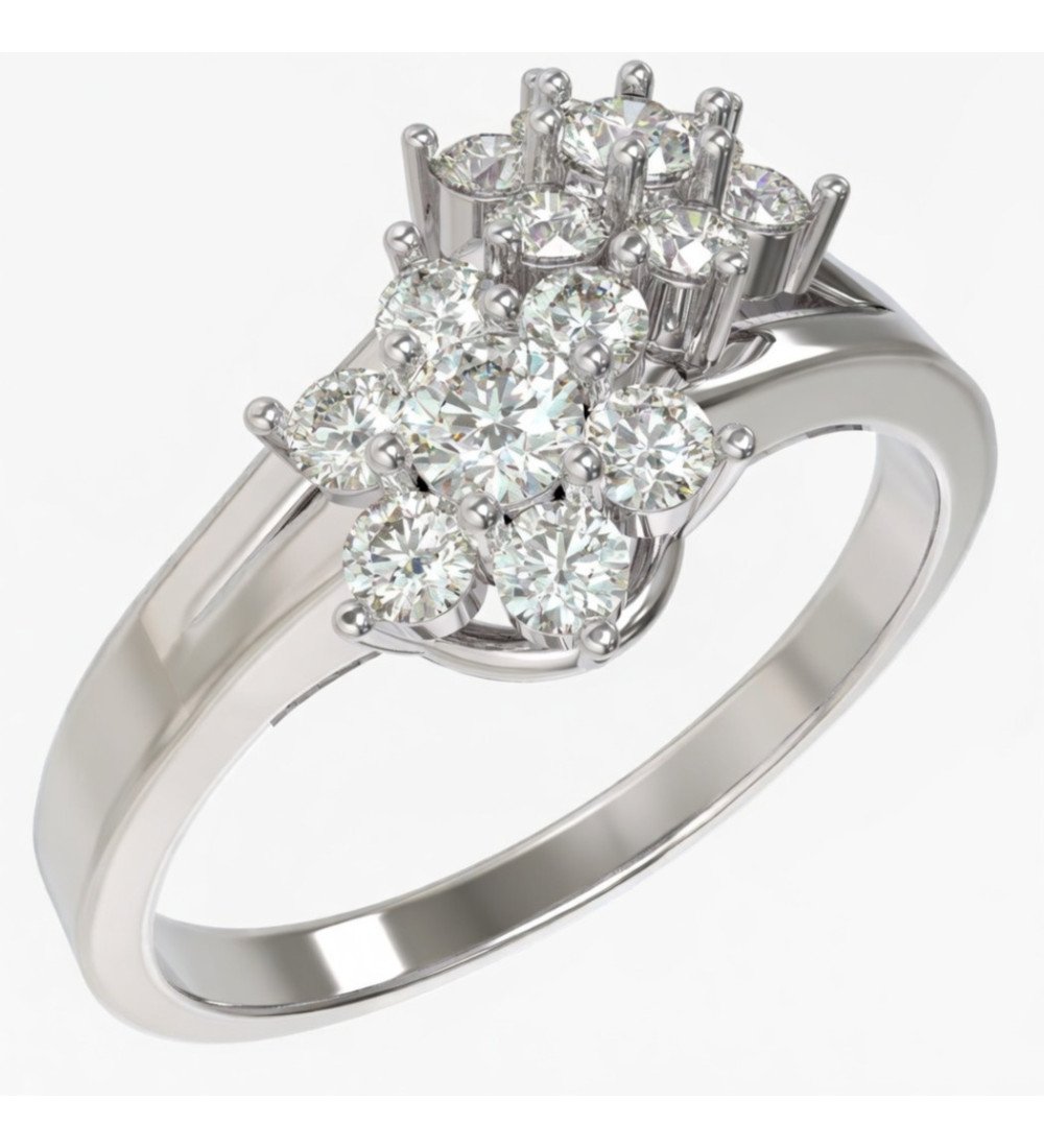 Cadeau pour femmes à rosette en anneau en or blanc 9 carats