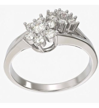 9 Carat White Gold Ring Rosette Zircon Women's Jewelry Gift